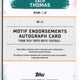 2024 Topps Motif Football Zach Thomas Endorsements Autograph /10 #ME-ZT