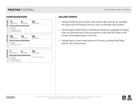2024 Panini Prestige Football 24-Pack Retail Box
