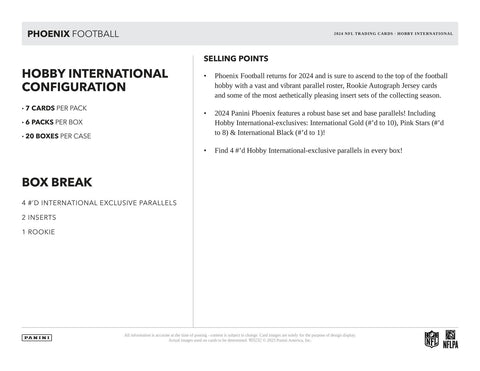 2024 Panini Phoenix Football Hobby International Mega