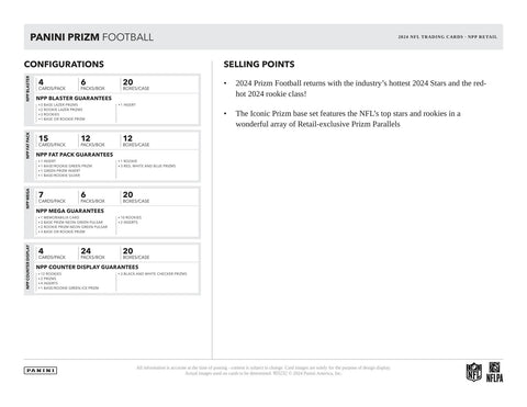 2024 Panini Prizm Football Retail 24-Pack Box