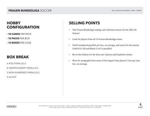 2025/26 Panini Frauen Bundesliga Soccer Hobby