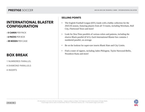 2025/26 Panini Prestige EFL Soccer International Blaster
