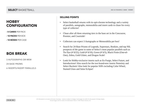 2025/26 Panini Select Basketball Hobby (Presell)