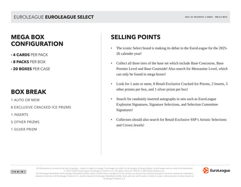 2025/26 Panini Select EuroLeague Basketball Mega Hobby