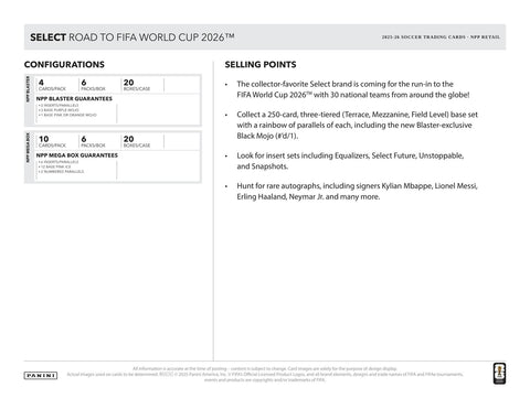 2025/26 Panini Select Road to FIFA World Cup Soccer Mega