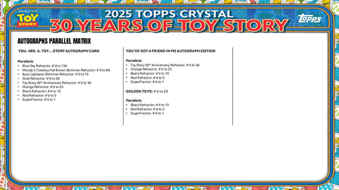 2025 Topps Crystal 30 Years of Toy Story Hobby