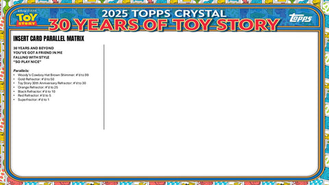 2025 Topps Crystal 30 Years of Toy Story Hobby