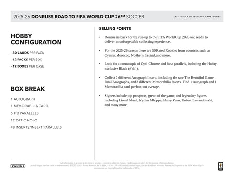 2025/26 Panini Donruss Road to FIFA World Cup Soccer Hobby