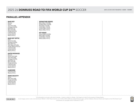 2025/26 Panini Donruss Road to FIFA World Cup Soccer Hobby
