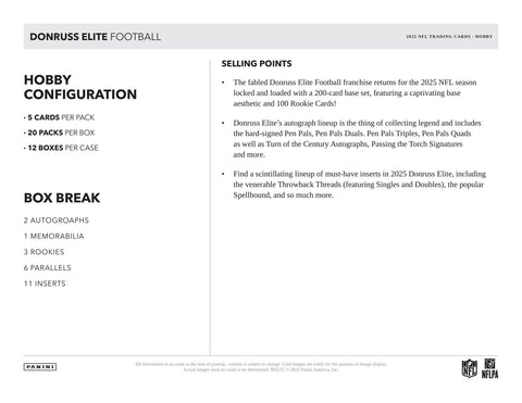 2025 Panini Donruss Elite Football Hobby