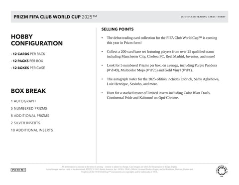 2025 Panini Prizm FIFA Club World Cup Soccer Hobby Box