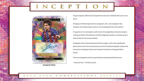 2024/25 Topps Inception UEFA Club Competitions Soccer Hobby