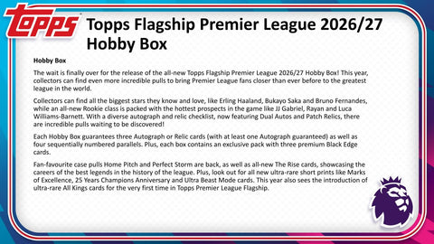 2026/27 Topps Premier League EPL Soccer Hobby