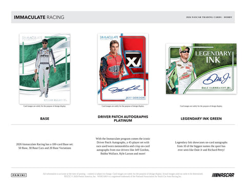 2026 Panini Immaculate NASCAR Racing Hobby (Presell)