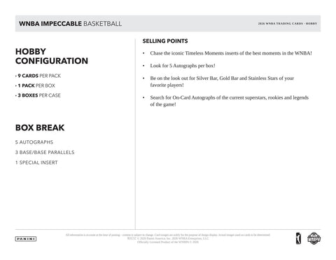 2026 Panini Impeccable WNBA Basketball Hobby (Presell)