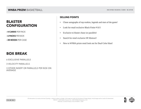 2026 Panini Prizm WNBA Basketball Blaster (Presell)