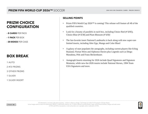 2026 Panini Prizm FIFA World Cup Soccer Choice