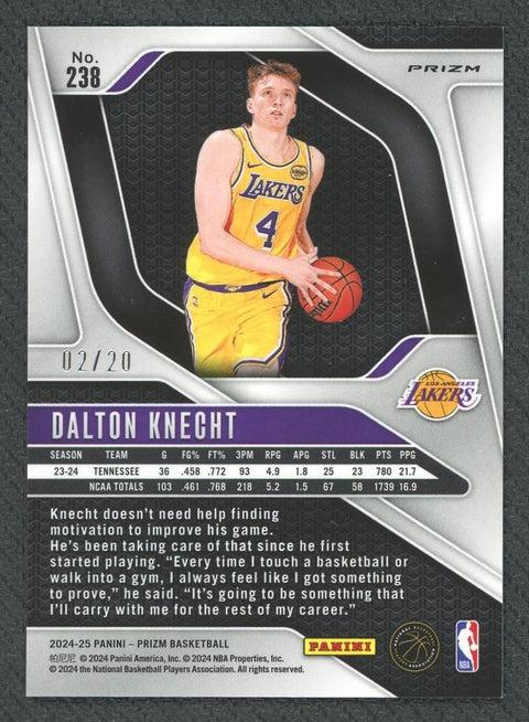2024/25 Panini Prizm Dalton Knecht Cherry Blossom Rookie /20