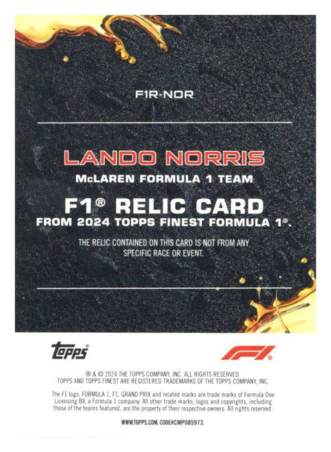 2024 Topps Finest Lando Norris Patch 8/99