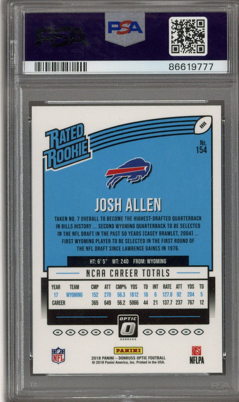 2018 Optic Josh Allen Rated Rookie 154 PSA 9