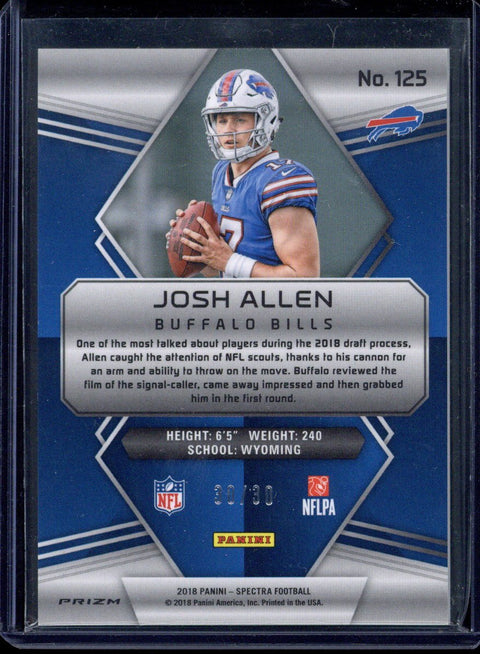2018 Panini Spectra Neon Green Prizm Josh Allen Buffalo Bills RC Rookie 30/30