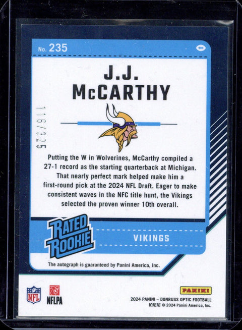2024 Panini Optic JJ McCarthy Auto /325