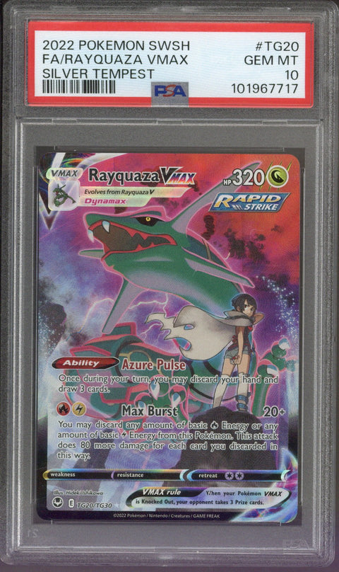 2022 Pokemon SWSH FA Rayquaza VMAX SILVER TEMPEST #TG20 PSA 10