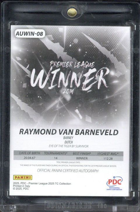 2025 Panini PDC Raymond van Barneveld /16 Autograph Premier League Winner #AUWIN-08