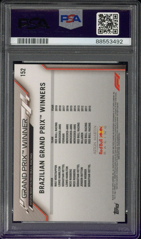 2020 TOPPS CHROME MAX VERSTAPPEN F1 SAPPHIRE EDITION #152 PSA 10