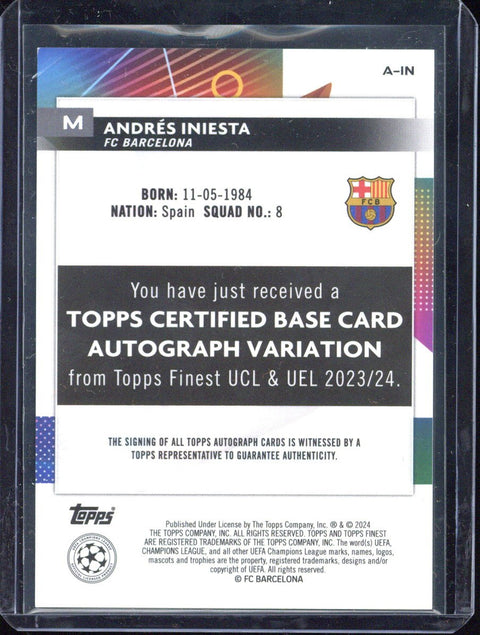 2023 Finest UEFA Andres Iniesta Auto Refractor Neon Green #/99