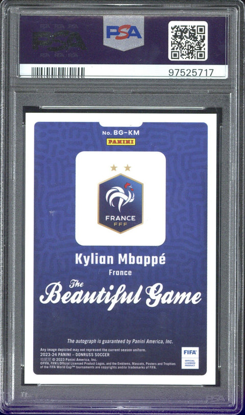 2023-24 Donruss FIFA Kylian Mbappe The Beautiful Game #BGKM PSA 10 Auto 10