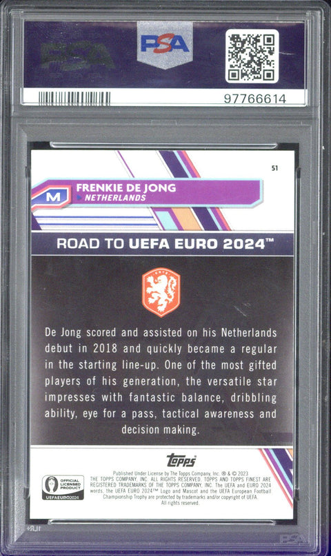 2023 Topps Finest Uefa Road to Euro 2024 Frenkie de Jong Superfractor 1/1 #51 PSA 9
