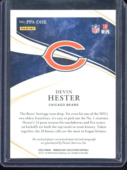 2020 Panini Immaculate Devin Hester Autograph Patch /49 #PPA-DHE