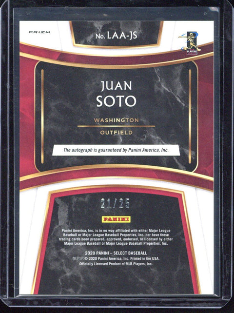 2020 Panini Select Baseball Juan Soto Autograph /25