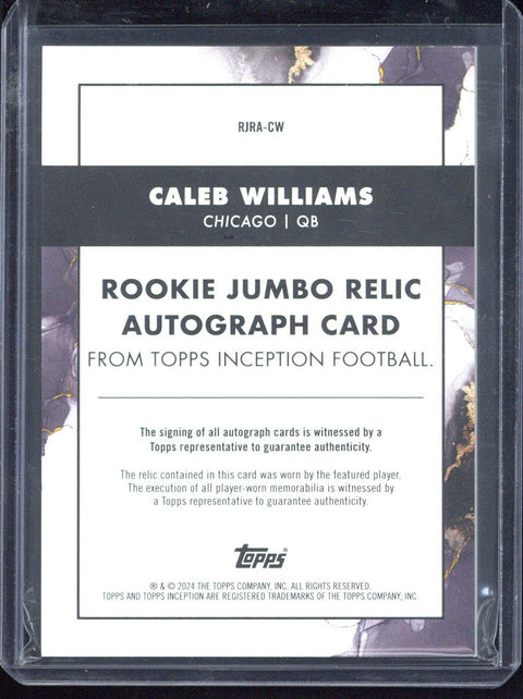2024 Topps Inception Football Caleb Williams RC Autograph Relic /75