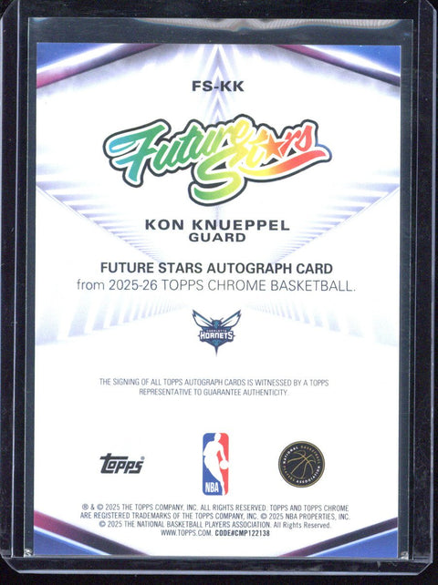 2025-26 Topps Chrome Kon Knueppel RC Future Stars Autograph /99