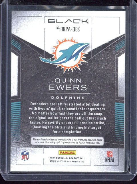 2025 Panini Black Football Quinn Ewers RC Autograph Patch /125