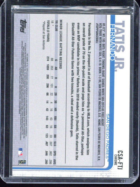 2019 Topps Chrome Fernando Tatis Jr. RC Sapphire Autograph #CSA-FTJ