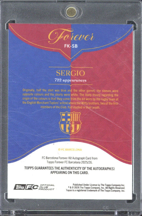 2026 Topps FC Barcelona Forever Sergio Busquets Autograph /99 #FK-SB