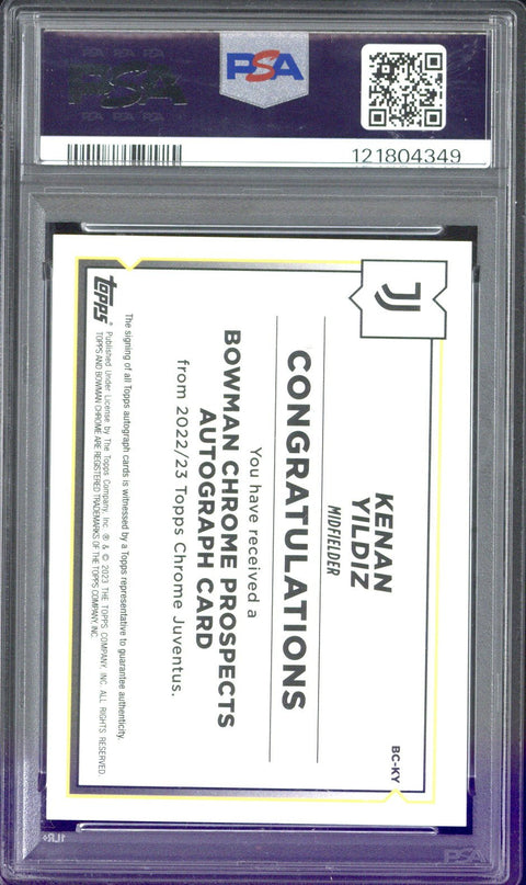 2022/23 Topps Chrome Juve Kenan Yildiz Bowman Chrome Autograph #KY PSA 9