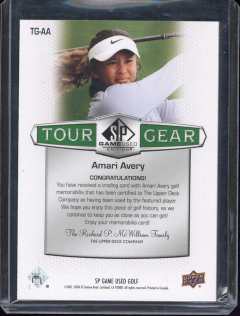 Upper Deck SP Game Used Golf Amari Avery Relic #TG-AA