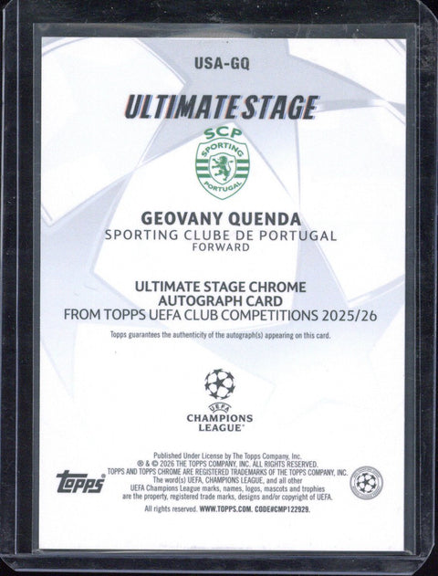 2025/26 Topps Chrome Geovany Quenda Ultimate Stage Autograph #USA-GQ