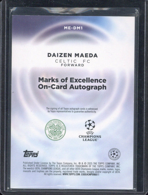 2025 Topps Chrome Daizen Maeda Marks of Excellence Autograph /25 #ME-DM1
