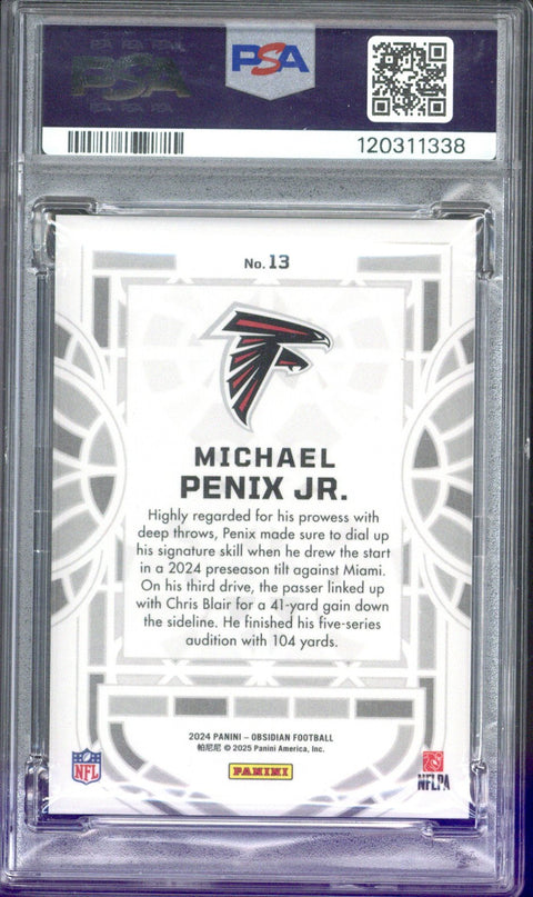 2024 Panini Obsidian Michael Penix Jr. Black Stained Glass #13 PSA 10