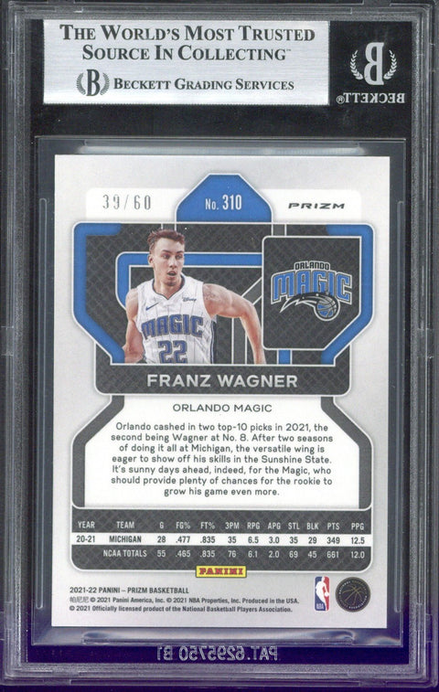 2021-22 Panini Prizm Franz Wagner RC Orange Wave /60 #310 BGS 9