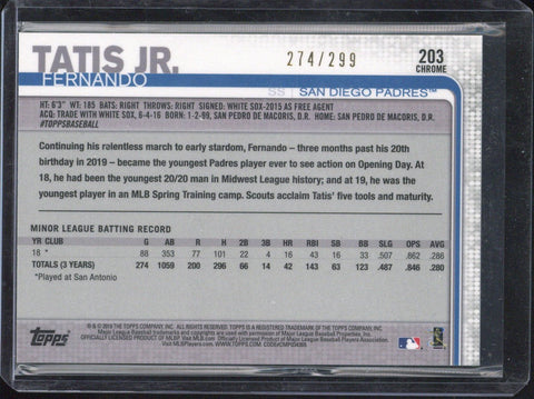 2019 Topps Chrome Fernando Tatis Jr. RC /299
