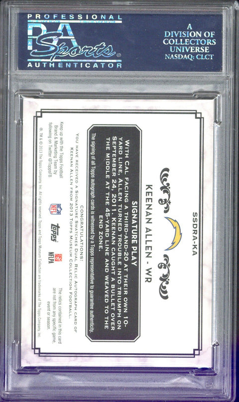 2013 Topps Museum Keenan Allen RC Double Patch Autograph /50 #KA PSA 9