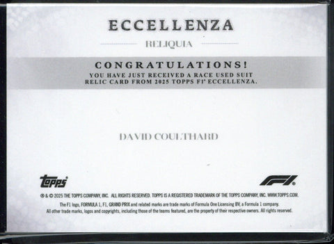 2025 Topps Eccellenza F1 David Coulthard Patch /25