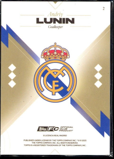 2025/26 Topps Los Blancos Andriy Lunin /150 #2