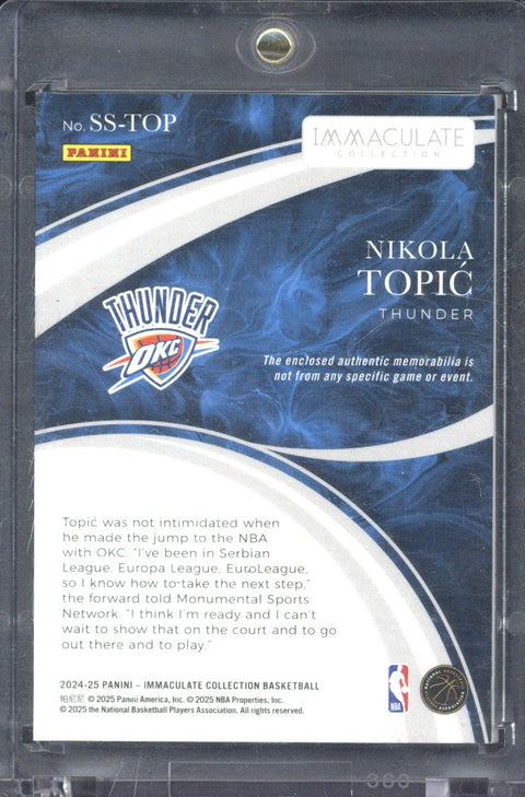 2024-25 Panini Immaculate Nikola Topic RC Sneaker Relic /15 #SS-TOP